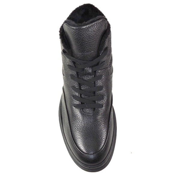 ALBERTO CICCIOLI ?? MEN\'S BLACK SOFT LEATHER FLAT WINTER BOOTS